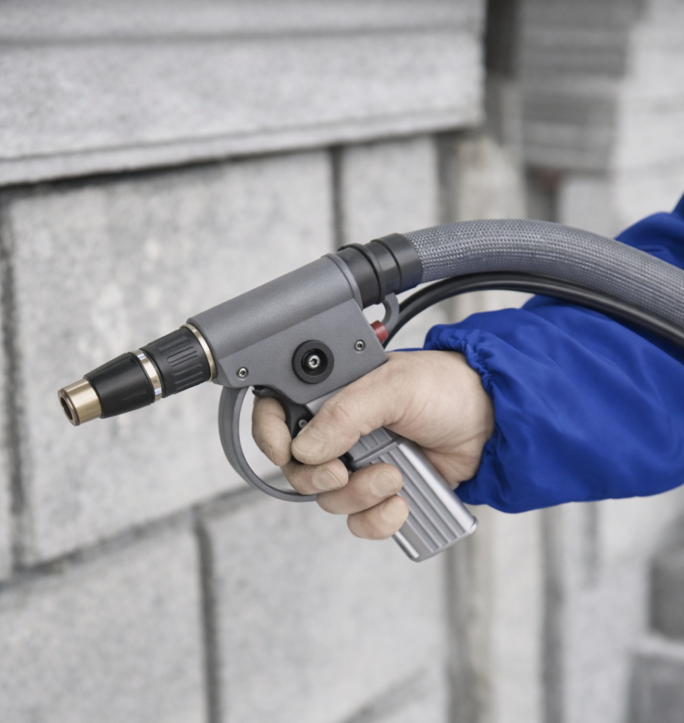 Nevelstraalpistool voor gevelreiniging