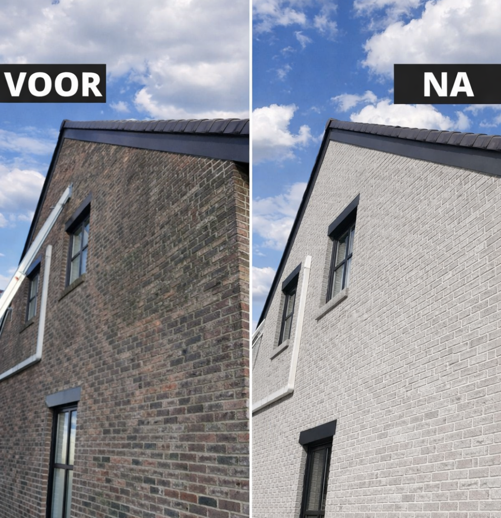 voor en na gevelreiniging 