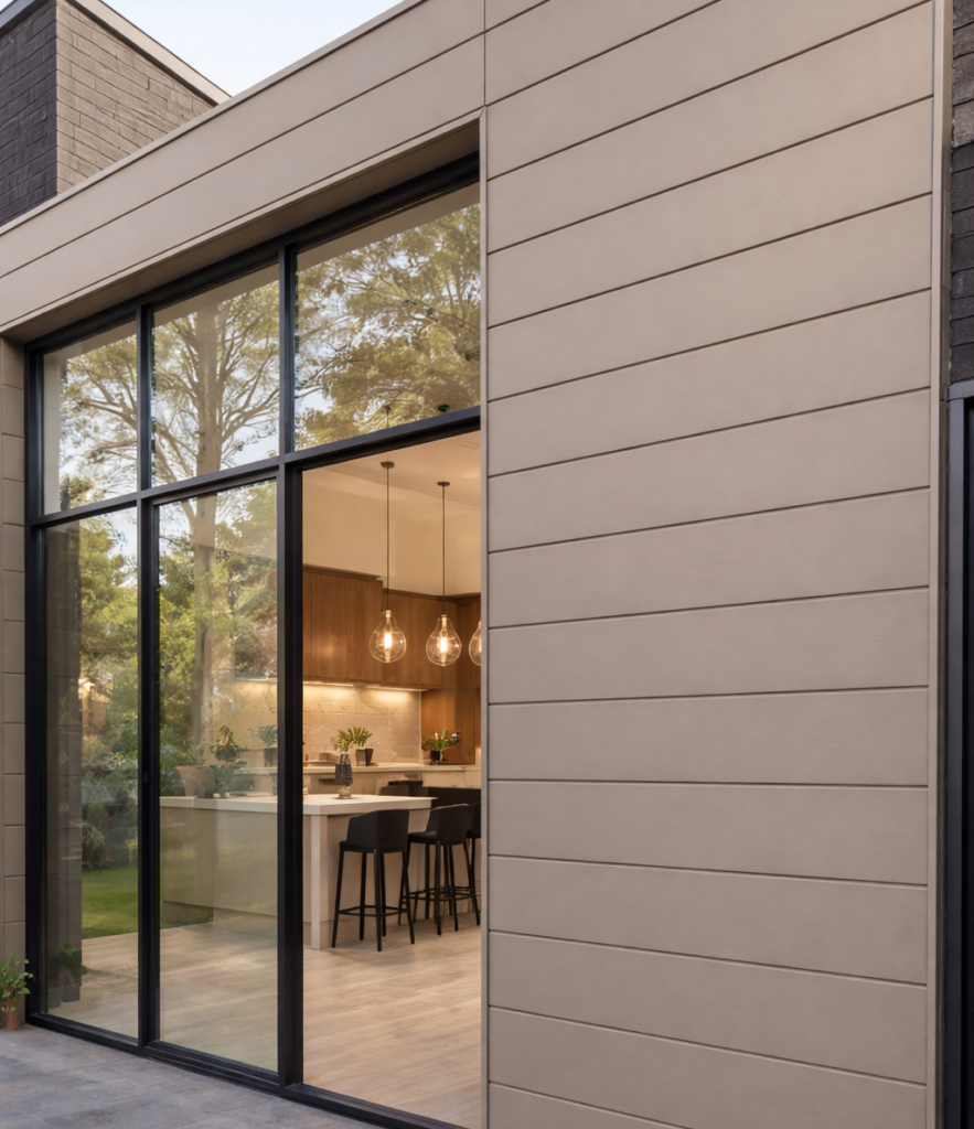 Zinken gevelbekleding bij moderne woning